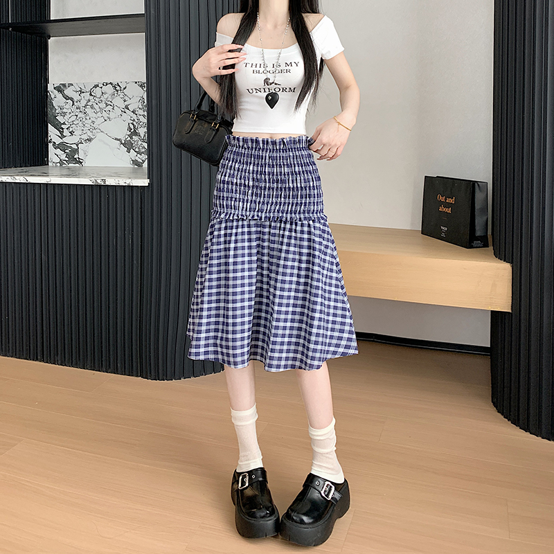 FA32215# 夏季新款格子两穿抹胸裙半身裙女连衣裙短裙小个子a字伞裙短 服裝批發女裝批發服飾貨源