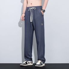 批发夏季薄款冰丝阔腿裤男宽松百搭垂感直筒拖地裤休闲大码长裤男