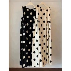 批发<b class='q'>东大门</b>2026夏季新款圆点无袖压褶背心<b class='q'>连衣裙</b>宽松显瘦A字长裙女潮