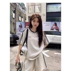 批发纯棉包边刺绣运动套装夏季学生韩版宽松<b class='q'>时尚</b>短袖短裤休闲两件套