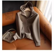 批发一定要收 云朵空气般享受 <b class='q'>百搭</b>有腔调纯色连帽拉链开襟卫衣外套女