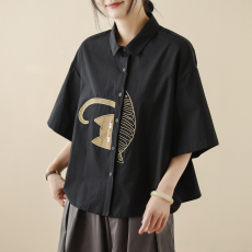 批发<b class='q'>外贸</b>出口高支纯棉<b class='q'>衬衫</b>2025夏新款洋气重工刺绣<b class='q'>衬衣</b>设计感减龄上衣