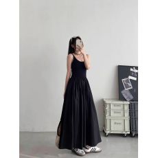 批发法式复古黑色连衣裙收腰显瘦<b class='q'>泰国</b>旅游穿搭三亚海边度假沙滩裙长裙