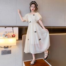 批发女童连衣裙夏季薄款儿童雪纺裙2025新款裙子中大童泡泡袖公主裙潮