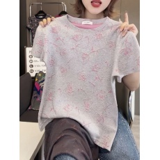 批发撞色玫瑰重工烧花<b class='q'>短袖</b><b class='q'>t</b><b class='q'>恤</b>女2026夏季新款设计感遮肚显瘦百搭上衣