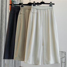 批发实拍棉麻阔腿裤香蕉裤女薄款高腰休闲工装裤宽松九分裤