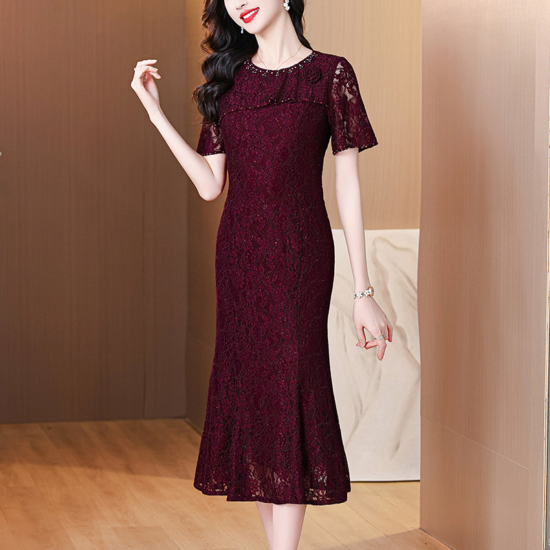 MY7902# 喜婆婆婚宴装结婚礼服新款蕾丝连衣裙妈妈鱼尾收腰显瘦长裙子女...