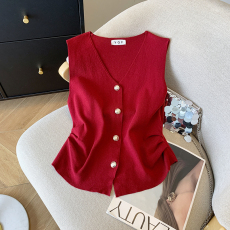 批发实拍 大货 2026夏季新款<b class='q'>韩版</b>修身V领无袖背心开衫上衣<b class='q'>T</b><b class='q'>恤</b>针织衫女