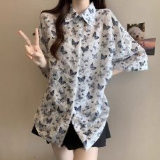 批发官图原版面料做工夏季新款短袖防晒衬衫新款时尚宽松外穿洋气上衣