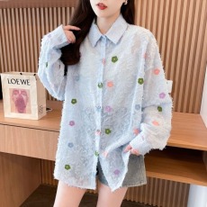 批发实拍 原版面料抖音质量<b class='q'>中长款</b>薄款<b class='q'>开衫</b>防晒衬衫流苏刺绣提花外套