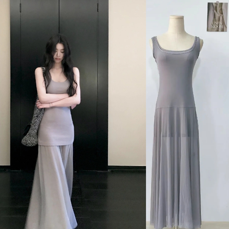 1개 다곤 1z1zgunjennie 같은 단락 아름다움 치마 높은 품질 조끼 ~을 통해 센스 망사 드레스 스택 착용 2 세트