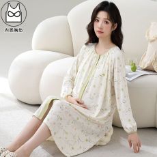 批发带胸垫抗菌冰感棉 月子服女孕妇睡衣哺乳服夏季孕期可调节家居裙