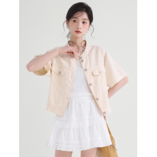 批发实拍短袖满天星牛仔外套女2026夏新款宽松韩版百搭夹克薄款上衣潮