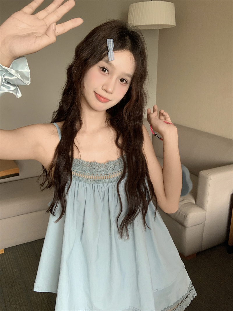 FA26207# 法式甜美少女蕾丝花边吊带家居服睡衣套装 服裝批發女裝批發服飾貨源