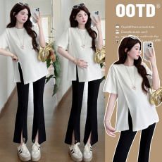 批发实拍新款孕妇装夏装时尚简约大方<b class='q'>百搭</b>宽松显瘦设计感开叉上衣