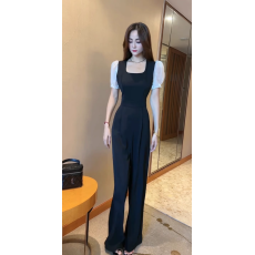 批发网红款式时尚名媛气质女神范御姐撞色<b class='q'>连体</b><b class='q'>裤</b>显瘦长裙
