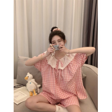 批发实拍实价韩版甜美小清新宽松透气<b class='q'>纯棉</b>花边大翻领<b class='q'>家居服</b>套装