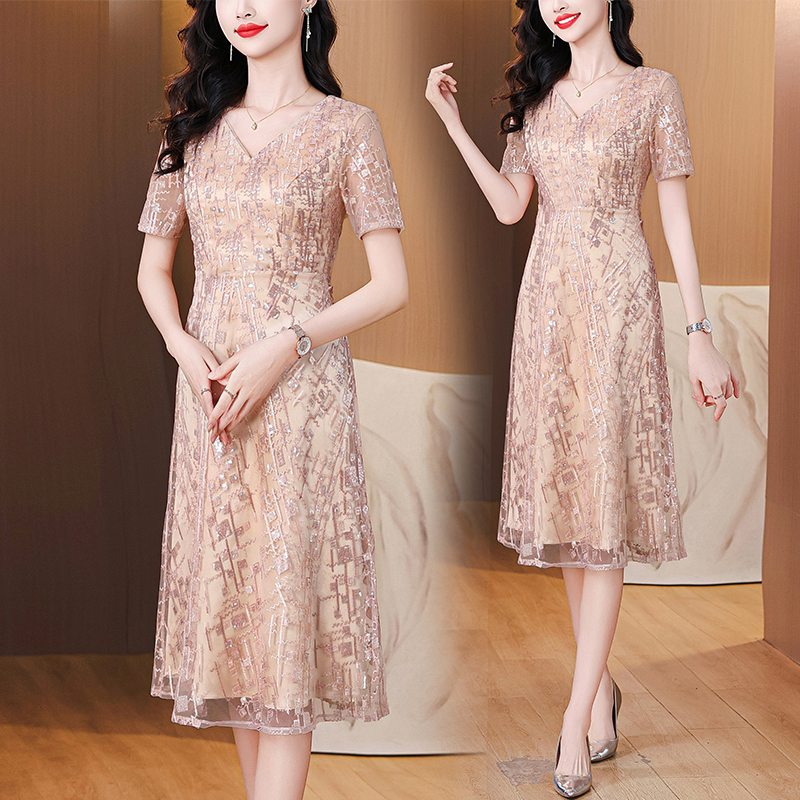 MY9494# 喜婆婆婚宴装新款年轻高贵洋气小个子妈妈婚宴礼服香槟色女裝貨...