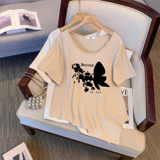 批发300斤大码女装胖mm百搭宽松正肩短袖T恤夏季新款高级感韩式上衣