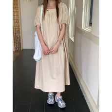批发有货 实拍 日系慵懒风休闲舒适纯色宽松廓形大码连衣裙夏