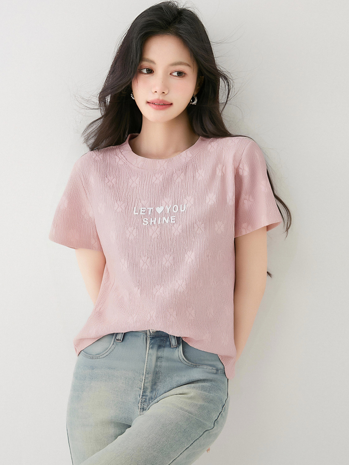 法式肌理感短袖T恤女夏季新款时尚减龄气质百搭上衣
