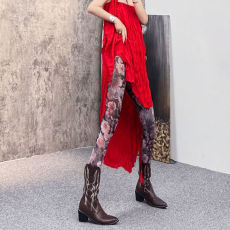 批发95涤 <b class='q'>网纱</b>花色<b class='q'>打底裤</b>外穿女弹力高腰防晒裤小脚裤九分裤夏季