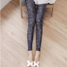 批发95涤 <b class='q'>网纱</b>花色<b class='q'>打底裤</b>外穿女弹力高腰防晒裤小脚裤九分裤夏季