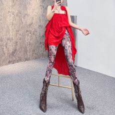 批发95涤 <b class='q'>网纱</b>花色<b class='q'>打底裤</b>外穿女弹力高腰防晒裤小脚裤九分裤夏季