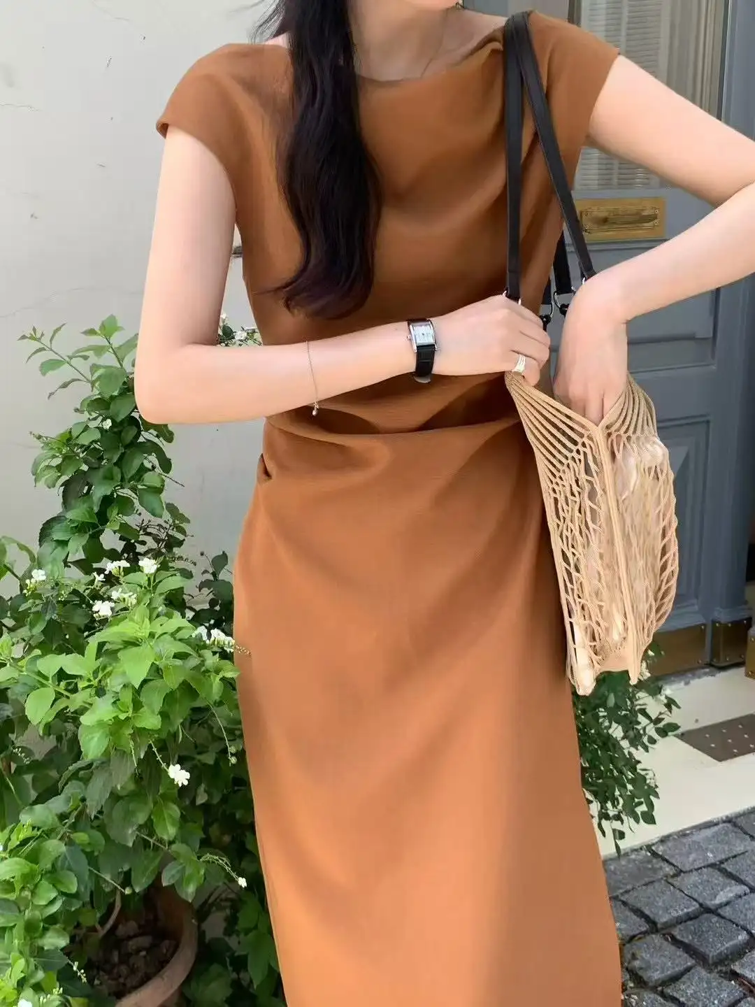 프렌치 스타일 쇄골 라인 스커트 원피스 상세 이미지 3