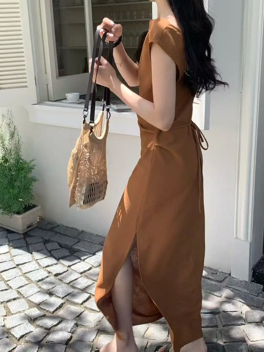 프렌치 스타일 쇄골 라인 스커트 원피스 상세 이미지 4