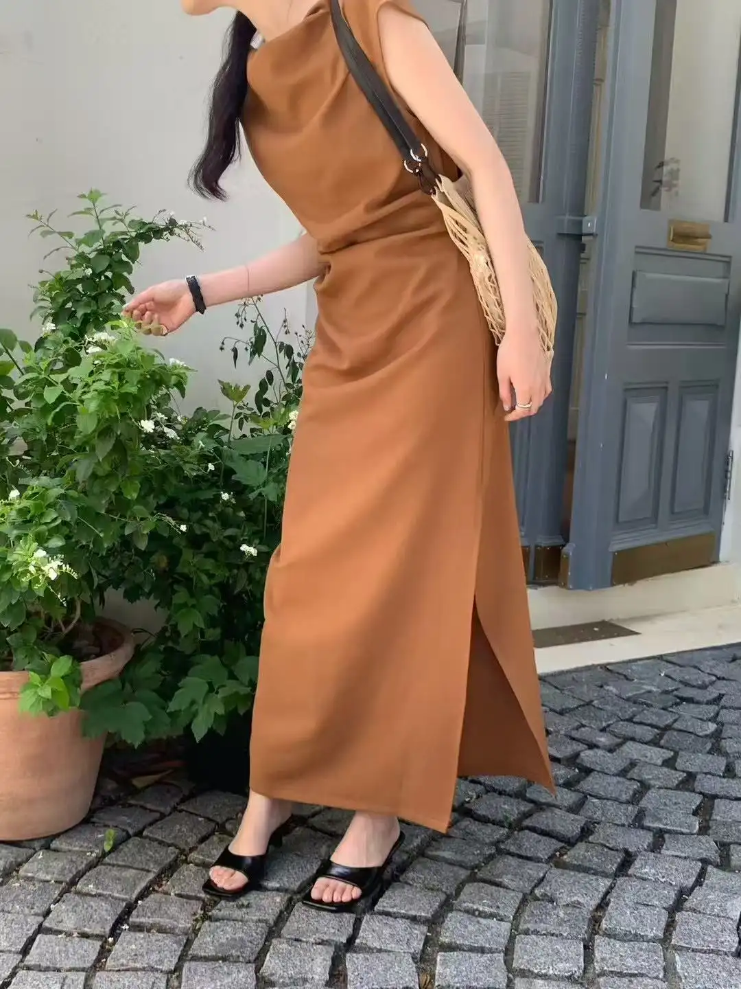 프렌치 스타일 쇄골 라인 스커트 원피스 상세 이미지 6