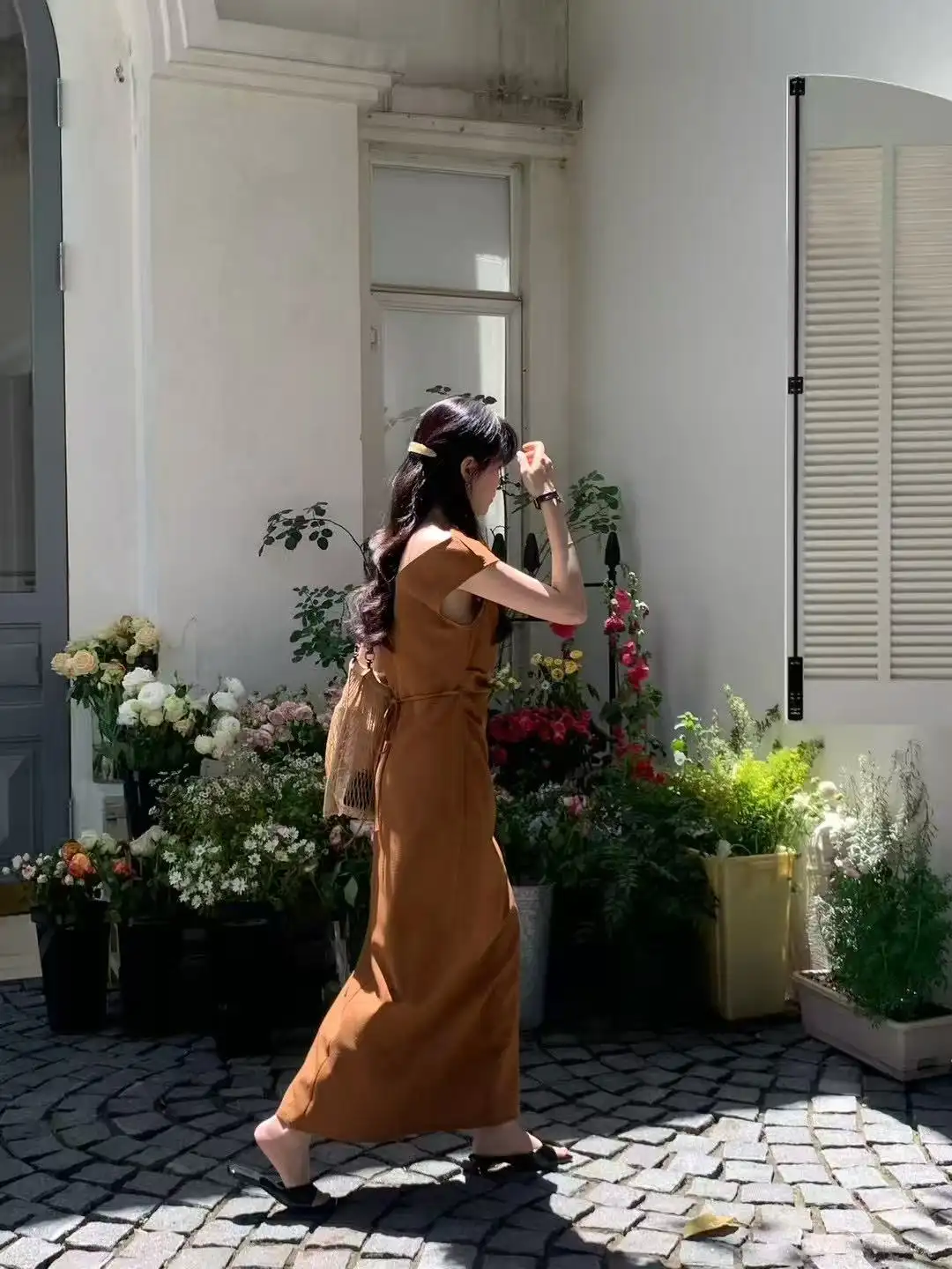 프렌치 스타일 쇄골 라인 스커트 원피스 상세 이미지 9