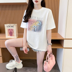 批发| 实拍实价 | 100%纯棉 | 后包领 | 中长款夏季烫钻刺绣短袖<b class='q'>T</b><b class='q'>恤</b><b class='q'>女</b>