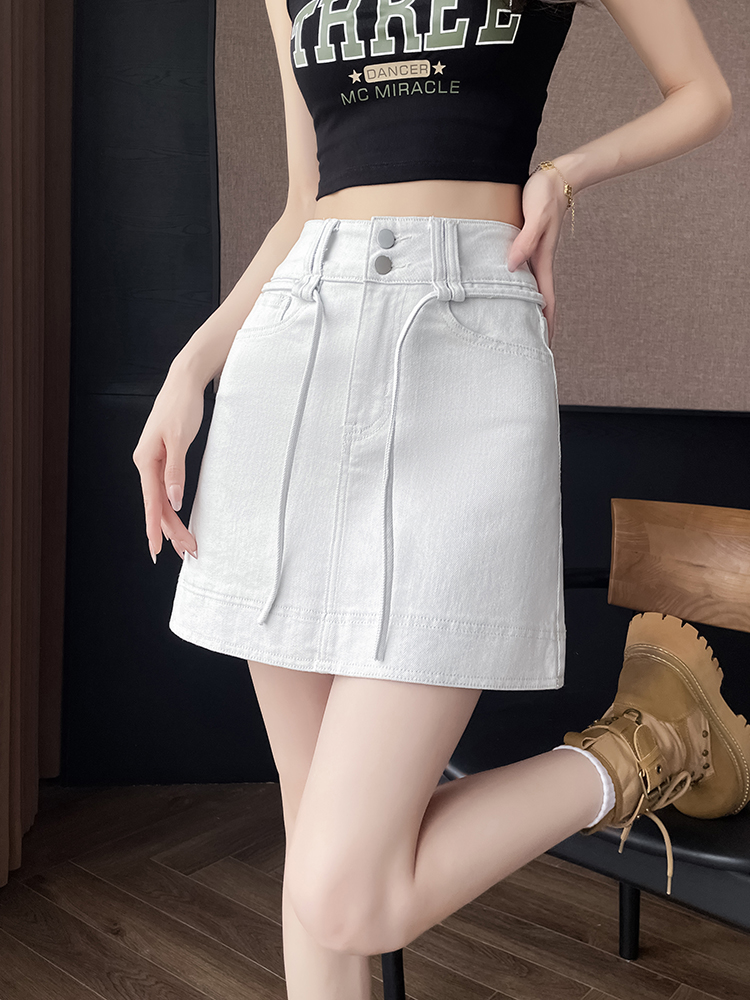 FA27052# 月光灰牛仔短裙女夏季新款高腰显瘦小个子包臀半身裙 服裝批發女裝批發服飾貨源