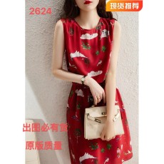 批发女装通勤穿搭高级度假风小个子无袖系带<b class='q'>桑蚕丝</b><b class='q'>连衣裙</b>