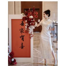 批发新中式敬酒回门服<b class='q'>新娘</b>结婚订婚礼服裙轻奢小众高端改良旗袍连衣裙