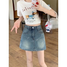 批发实拍2026夏季新款胖mm大码辣妹蝴蝶结牛仔<b class='q'>半身</b>裙小个子防走光裙裤