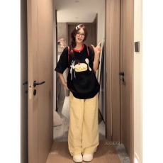 批发官图32支双纱纯棉短袖t恤夏2026新款中长宽松刺绣花圆领上衣女装