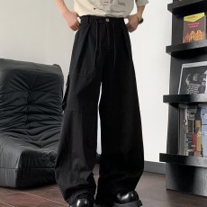 批发<b class='q'>日系</b><b class='q'>复古</b>显瘦宽松灯笼裤男直筒多口袋垂感拖地可束脚工装裤