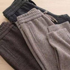 批发日韩外贸<b class='q'>尾</b>货<b class='q'>品牌</b>剪标加厚羊毛呢显瘦人字纹九分锥形哈伦西装裤女