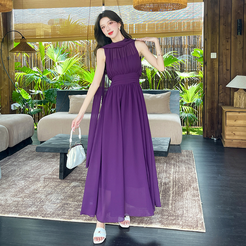 FA21290# 视频夏季新款时尚网红不规则飘逸长裙显瘦收腰连衣裙服裝批發女裝批發服飾貨源
