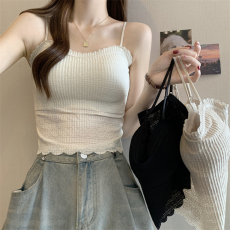 批发实拍实价法式胖MM蕾丝美背春夏吊带背心带胸<b class='q'>垫</b>一体内搭外穿<b class='q'>打底衫</b>