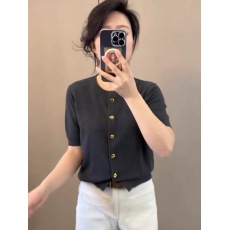 批发洋气减龄单排扣冰丝针织开衫夏季薄款小众短袖时尚百搭<b class='q'>宽松</b>上衣女