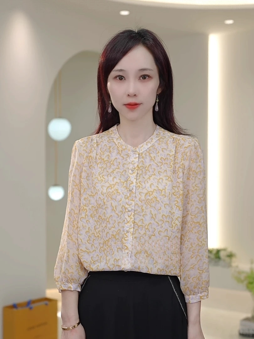 여름 새로운 라운드 넥 꽃무늬 맨위 슬림해 보이는 외국 가스 패션 다용도 여성 셔츠