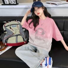 女童短袖T恤夏季2026新款儿童洋气渐变半袖纯棉大童休闲上衣女孩