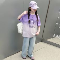 批发<b class='q'>女</b><b class='q'>童</b><b class='q'>短袖</b><b class='q'>T</b><b class='q'>恤</b>夏季2025新款儿<b class='q'>童</b>洋气渐变半袖纯棉<b class='q'>大</b><b class='q'>童</b>休闲上衣<b class='q'>女</b>孩