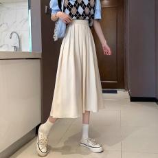 百褶裙女春夏季新款秋冬纯色韩版中长款半身裙黑色高腰a字裙