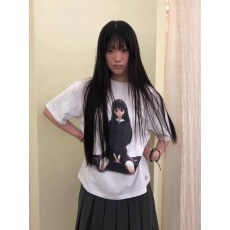 批发韩国ins<b class='q'>超</b>火2026夏季纯棉宽松韩系短袖T恤女<b class='q'>大码</b>动漫卡通少女印花