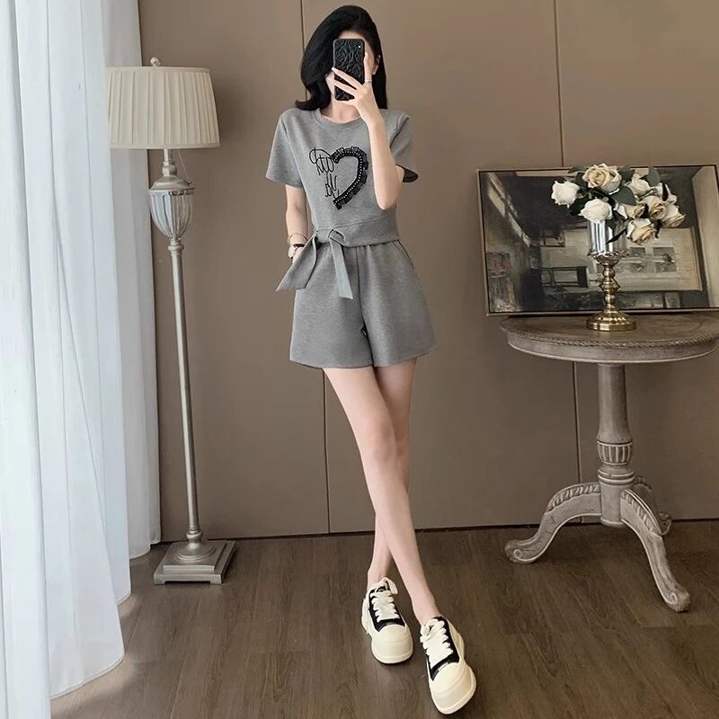 MY6973# 休闲运动套装女夏季新款爆款显瘦时尚减龄洋气短袖短裤两件套女...