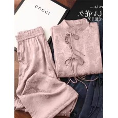 批发一线大品牌高端剪标女装外贸货出口原单真天丝衬衣衫阔腿裤两件套